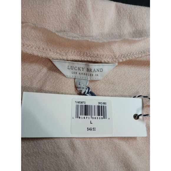 Lucky Brand Shirt Ladies Large Ivory Long Sleeve Light Weight Ruffle Raw‎ Neck - Picture 6 of 8